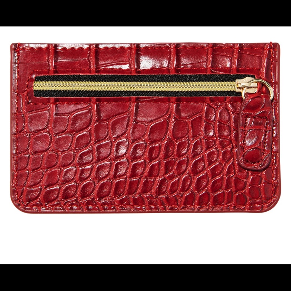 B-low the belt red croc card holder
